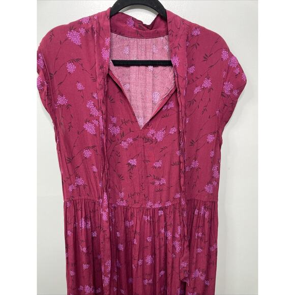 Free Assembly Midi Dress XL Red Floral Tiered Rodeo Western Prairie Country - Picture 9 of 12